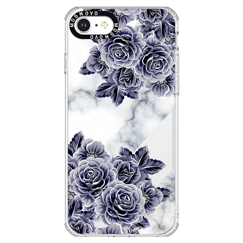 Marble with Purple Flowers Phone Case - iPhone SE 2022 Case - MOSNOVO