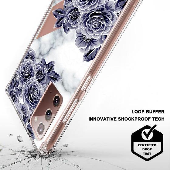 Marble with Purple Flowers Phone Case - Samsung Galaxy Note 20 Case - MOSNOVO