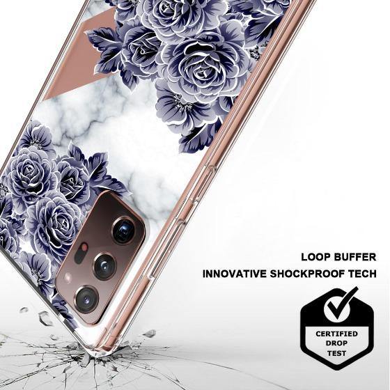 Marble with Purple Flowers Phone Case - Samsung Galaxy Note 20 Ultra Case - MOSNOVO