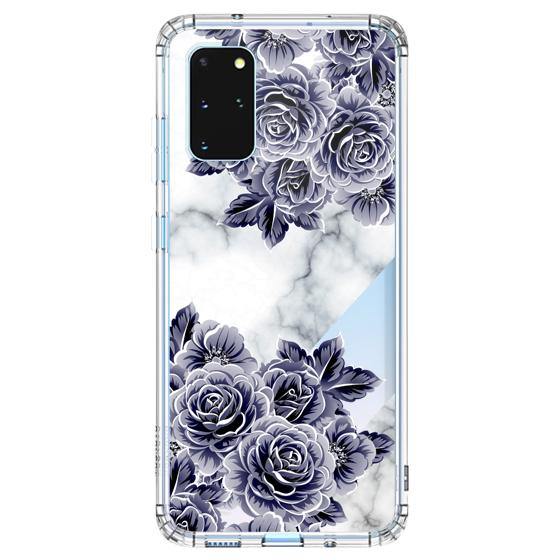 Marble with Purple Flowers Phone Case - Samsung Galaxy S20 Plus Case - MOSNOVO
