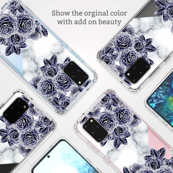 Marble with Purple Flowers Phone Case - Samsung Galaxy S20 Plus Case - MOSNOVO