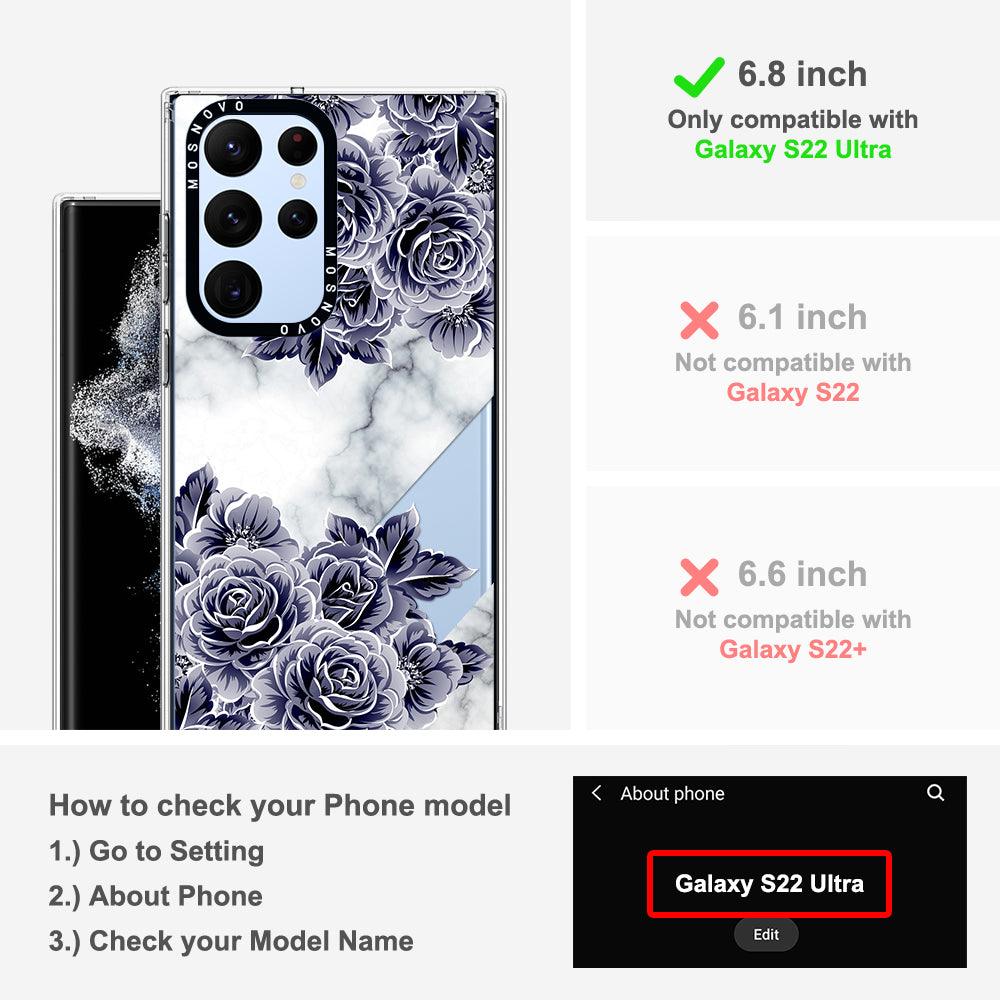 Purple Flower Marble Phone Case - Samsung Galaxy S22 Ultra Case - MOSNOVO