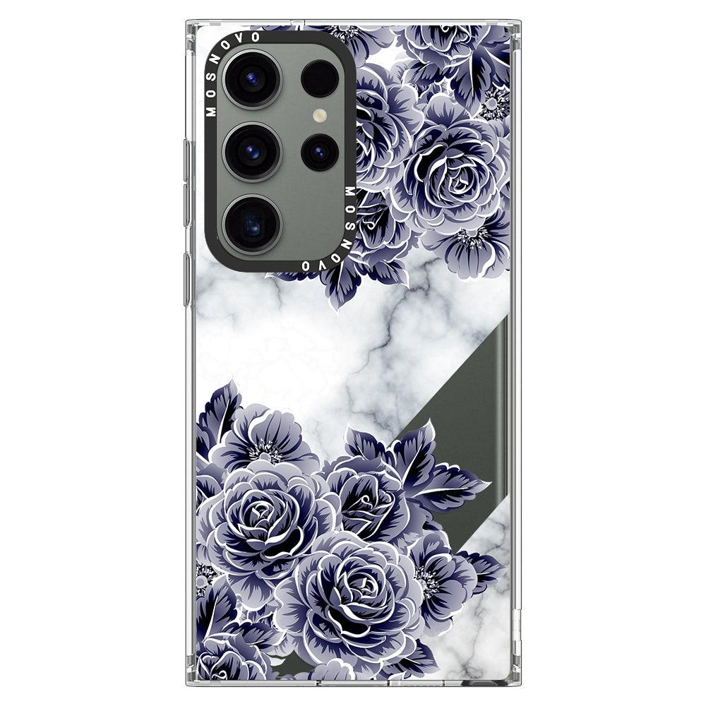 Purple Flower Marble Phone Case - Samsung Galaxy S23 Ultra Case - MOSNOVO
