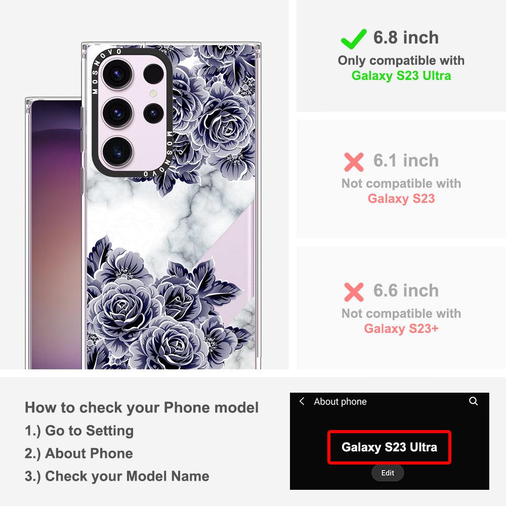 Purple Flower Marble Phone Case - Samsung Galaxy S23 Ultra Case - MOSNOVO