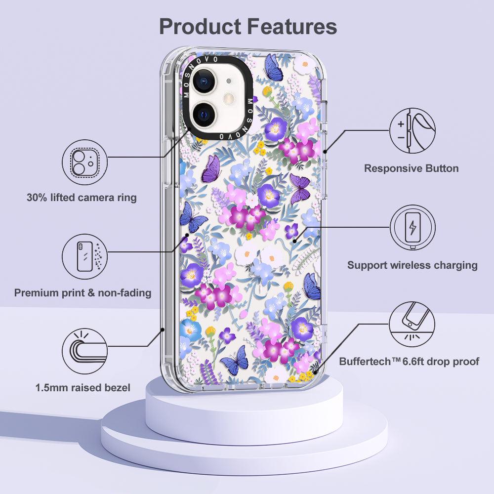 Purple Peri Nemophila Flower Phone Case - iPhone 12 Case - MOSNOVO