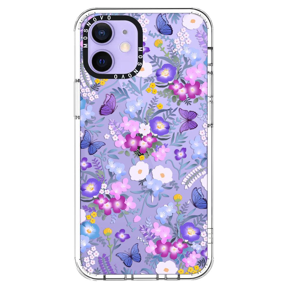 Purple Peri Nemophila Flower Phone Case - iPhone 12 Mini Case - MOSNOVO