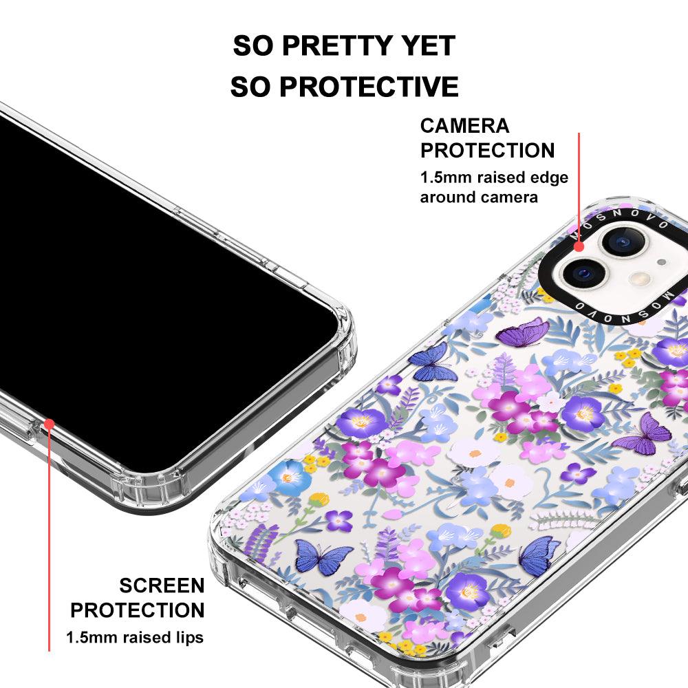 Purple Peri Nemophila Flower Phone Case - iPhone 12 Mini Case - MOSNOVO