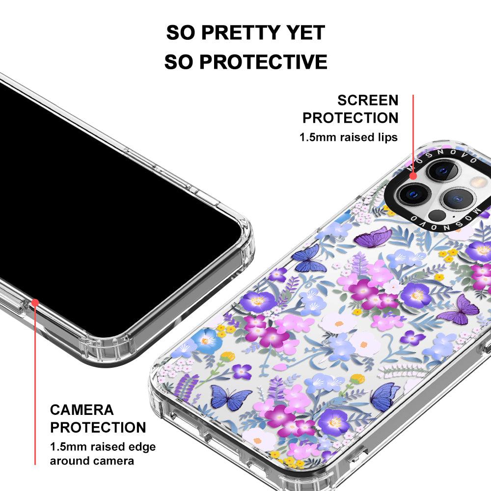 Purple Peri Nemophila Flower Phone Case - iPhone 12 Pro Case - MOSNOVO