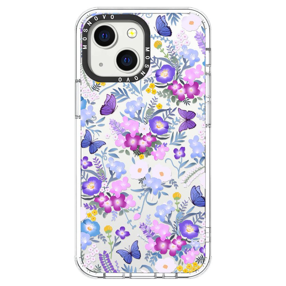 Purple Peri Nemophila Flower Phone Case - iPhone 13 Mini Case - MOSNOVO