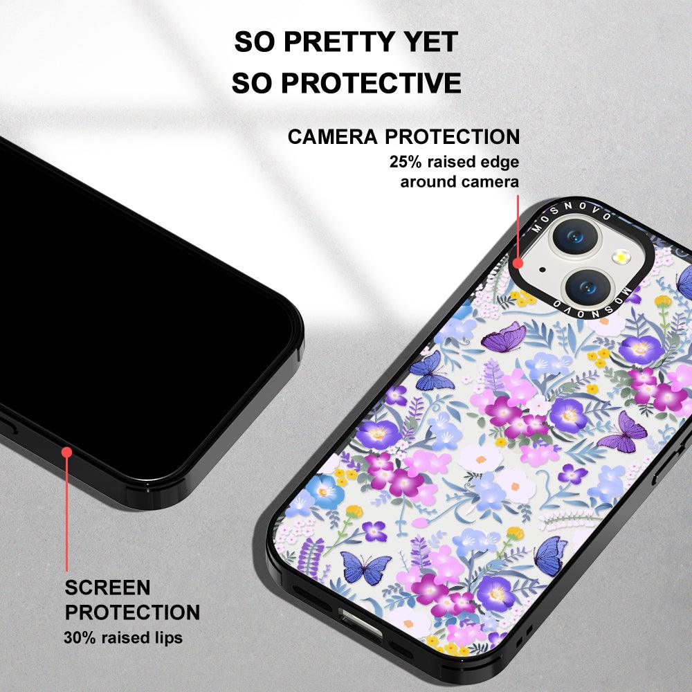 Purple Peri Nemophila Flower Phone Case - iPhone 14 Case - MOSNOVO
