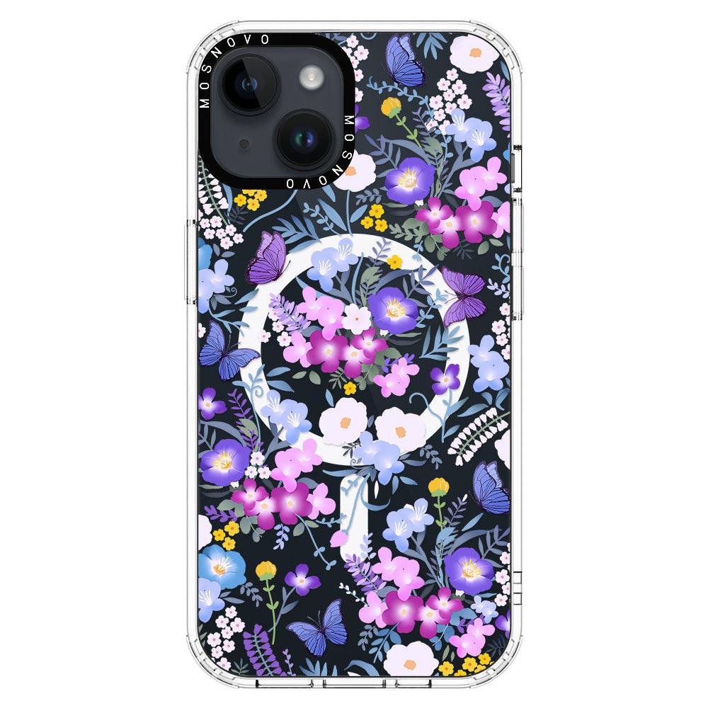 Purple Peri Nemophila Flower Phone Case - iPhone 14 Plus Case - MOSNOVO