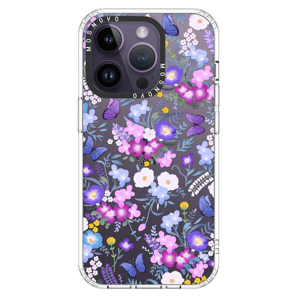 Purple Peri Nemophila Flower Phone Case - iPhone 14 Pro Case - MOSNOVO