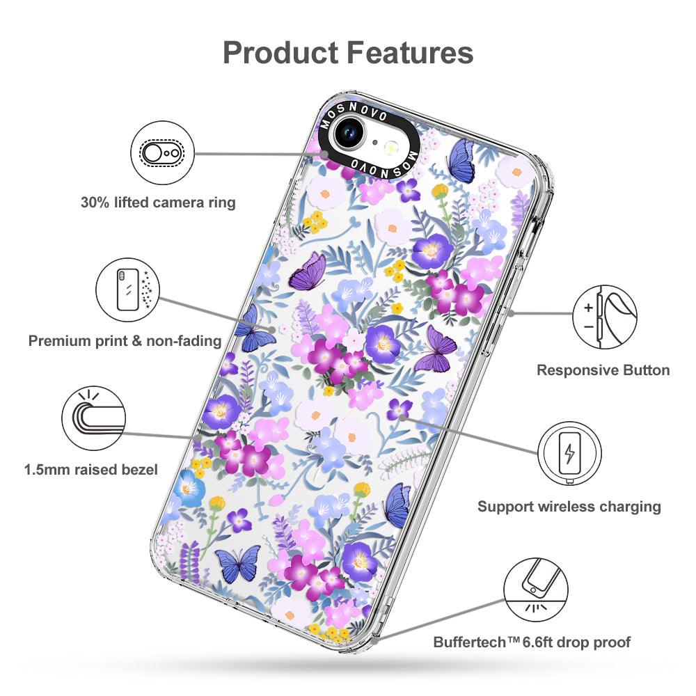 Purple Peri Nemophila Flower Phone Case - iPhone SE 2020 Case - MOSNOVO