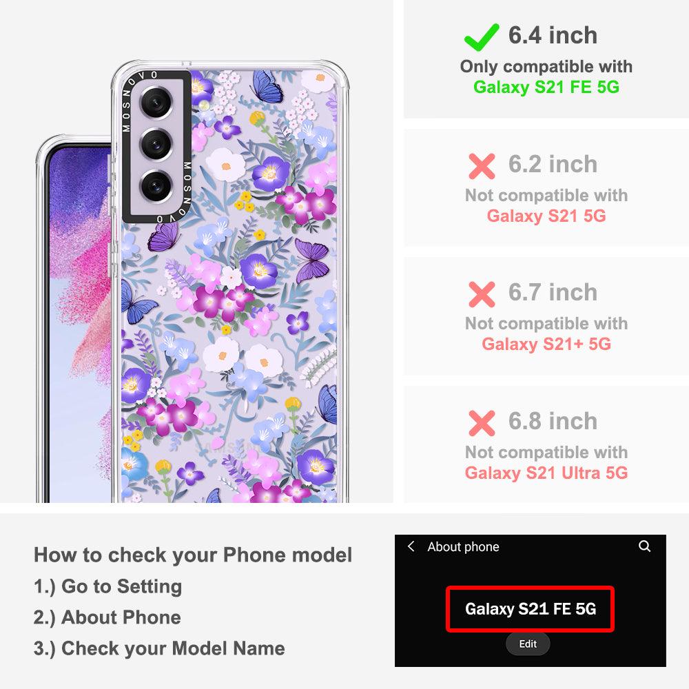 Purple Peri Nemophila Flower Phone Case - Samsung Galaxy S21 FE Case - MOSNOVO