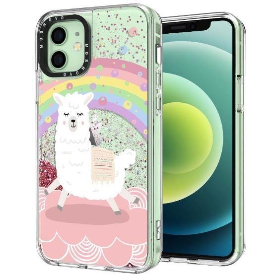 Rainbow Alpaca Glitter Phone Case - iPhone 12 Case - MOSNOVO