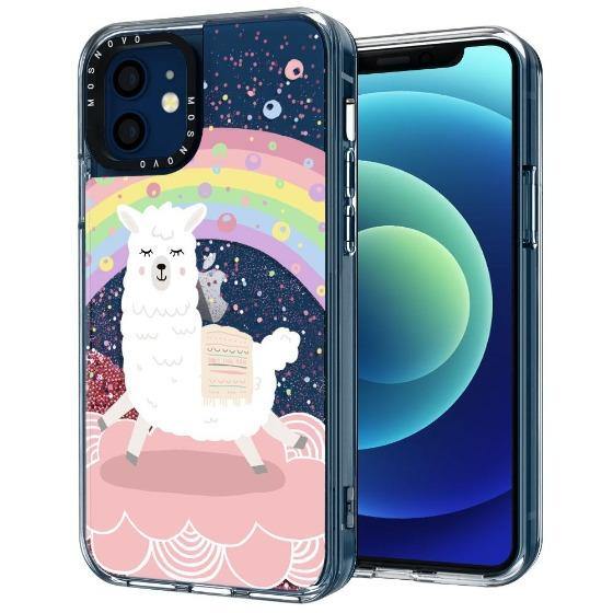 Rainbow Alpaca Glitter Phone Case - iPhone 12 Case - MOSNOVO