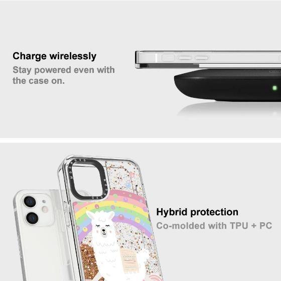 Rainbow Alpaca Glitter Phone Case - iPhone 12 Mini Case - MOSNOVO