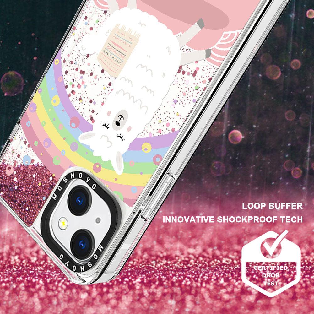 Rainbow Alpaca Glitter Phone Case - iPhone 13 Case - MOSNOVO