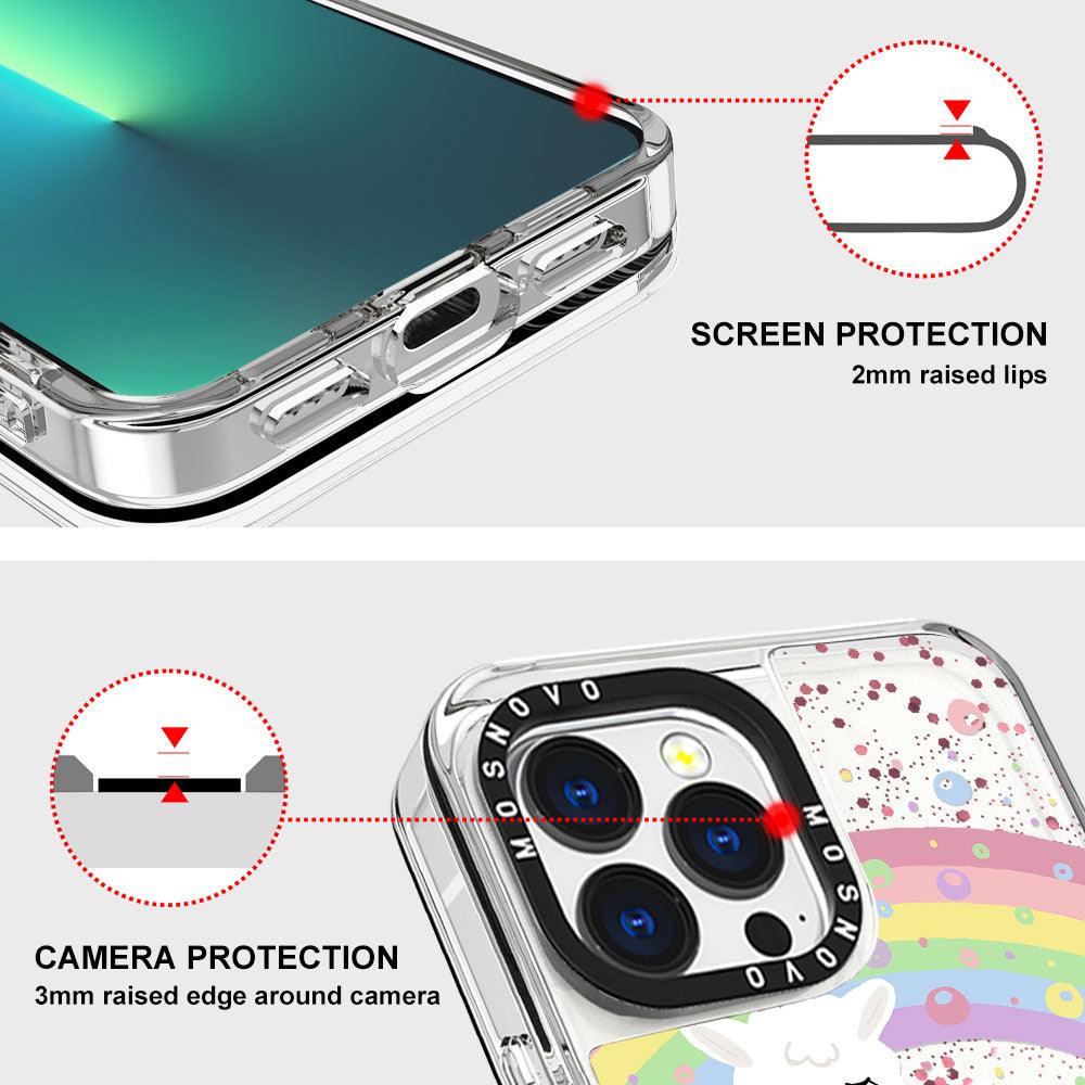 Rainbow Alpaca Glitter Phone Case - iPhone 13 Pro Case - MOSNOVO