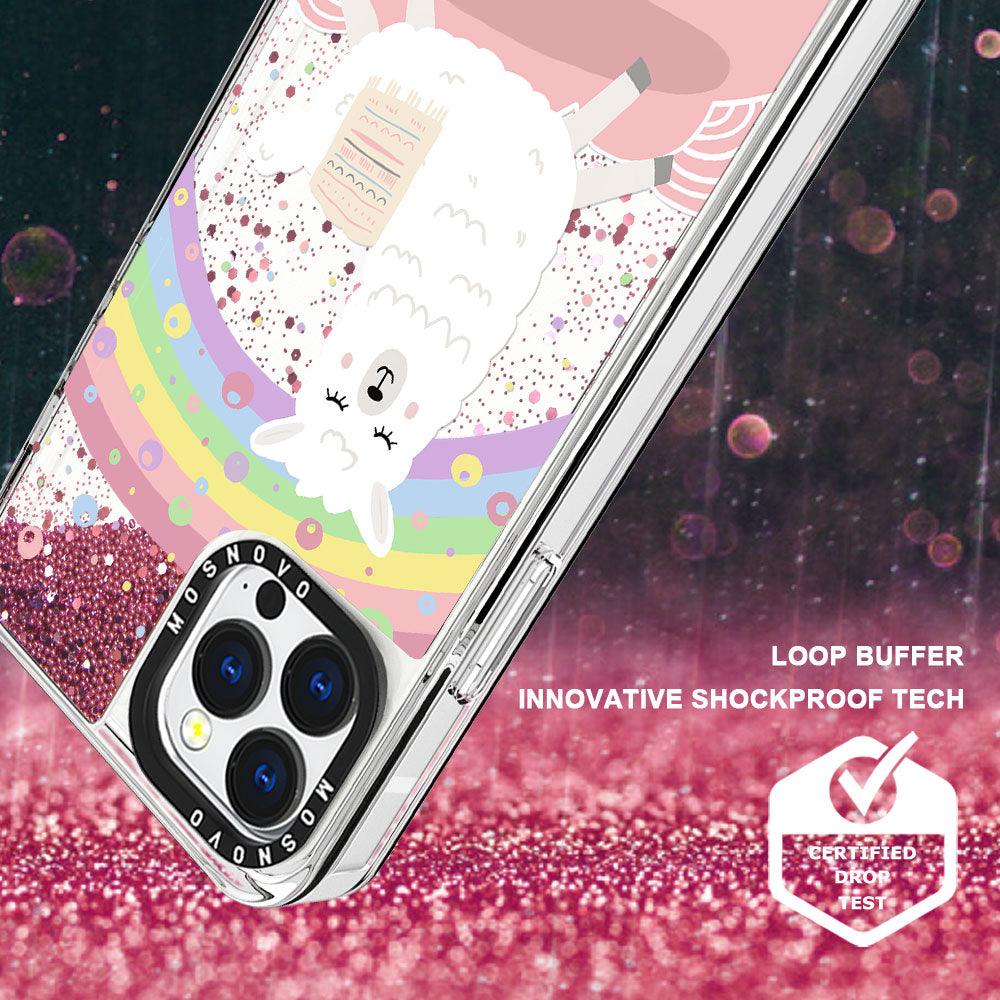 Rainbow Alpaca Glitter Phone Case - iPhone 13 Pro Case - MOSNOVO