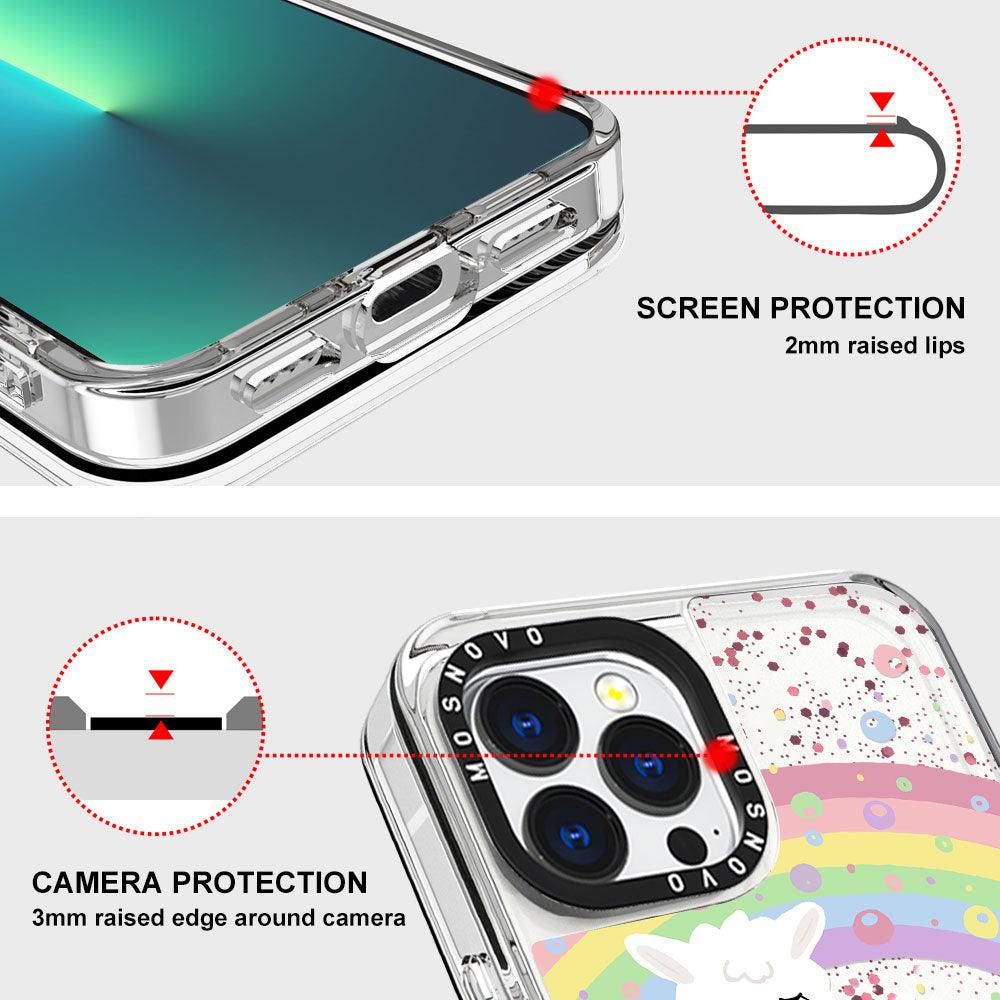 Rainbow Alpaca Glitter Phone Case - iPhone 13 Pro Max Case - MOSNOVO