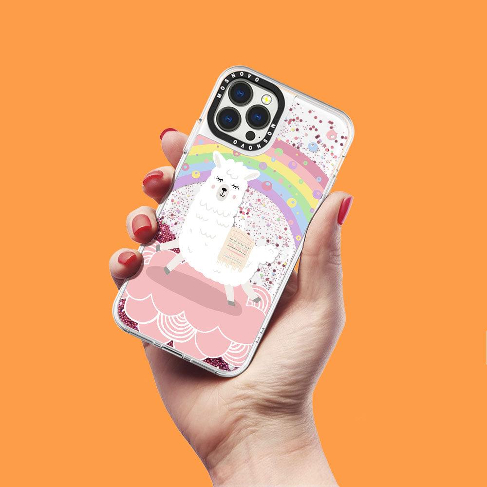 Rainbow Alpaca Glitter Phone Case - iPhone 13 Pro Max Case - MOSNOVO
