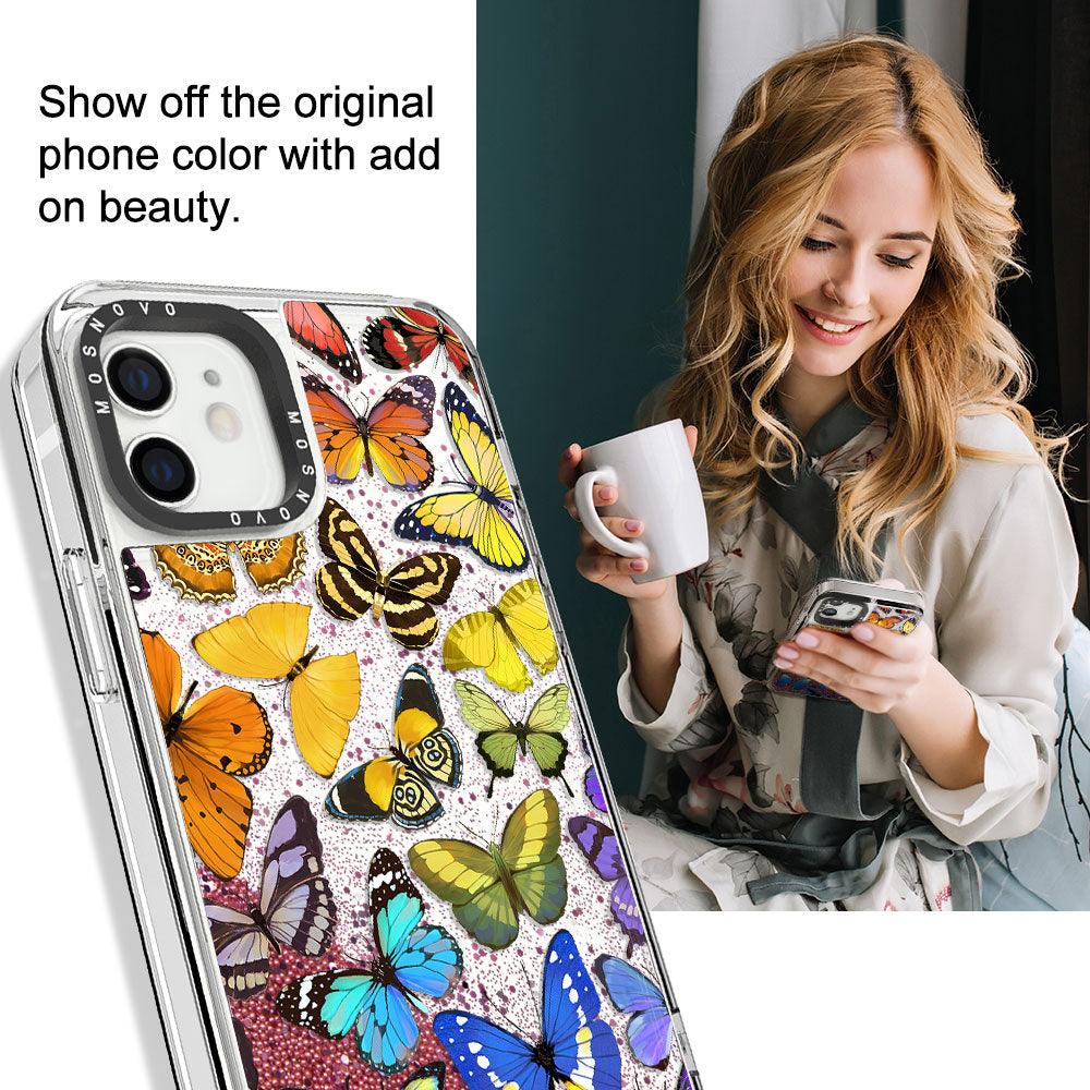 Rainbow Butterfly Glitter Phone Case - iPhone 12 Case - MOSNOVO
