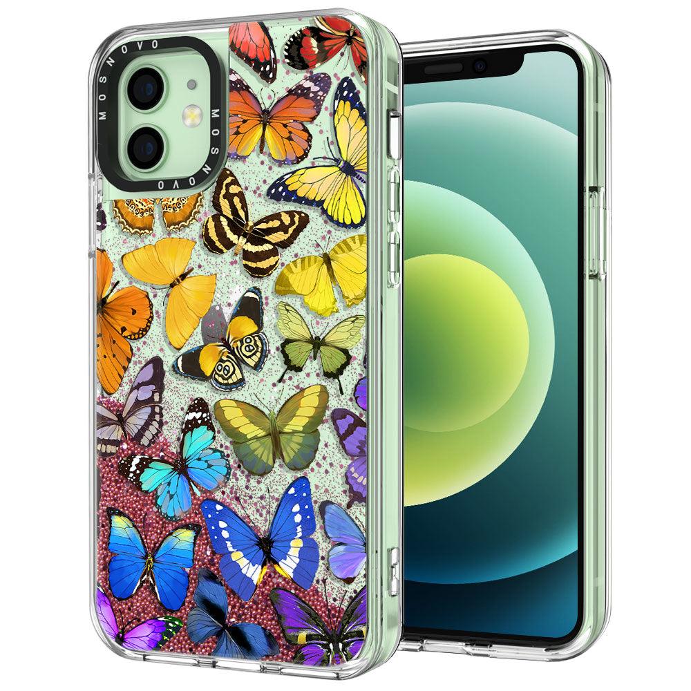 Rainbow Butterfly Glitter Phone Case - iPhone 12 Mini Case - MOSNOVO