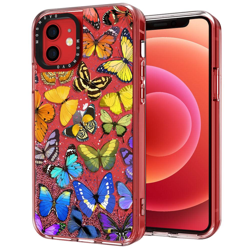 Rainbow Butterfly Glitter Phone Case - iPhone 12 Mini Case - MOSNOVO