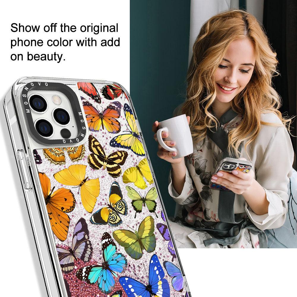 Rainbow Butterfly Glitter Phone Case - iPhone 12 Pro Case - MOSNOVO