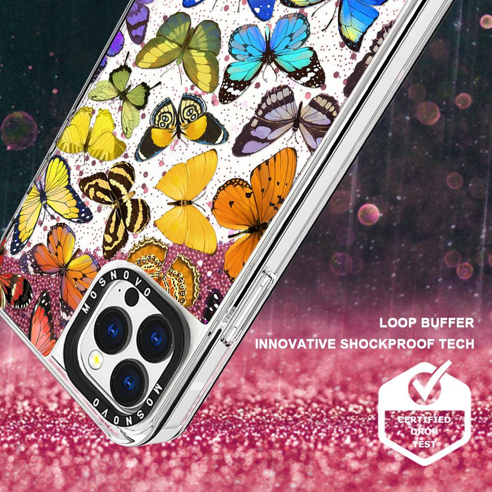 Rainbow Butterfly Glitter Phone Case - iPhone 13 Pro Max Case - MOSNOVO