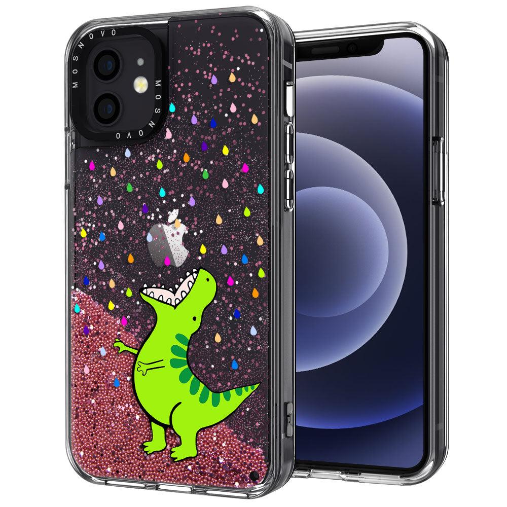 Rainbow Dinosaur Glitter Phone Case - iPhone 12 Case - MOSNOVO