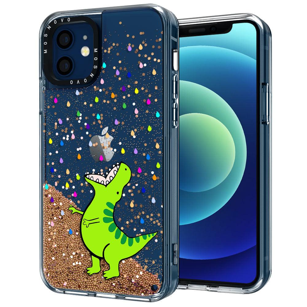 Rainbow Dinosaur Glitter Phone Case - iPhone 12 Case - MOSNOVO