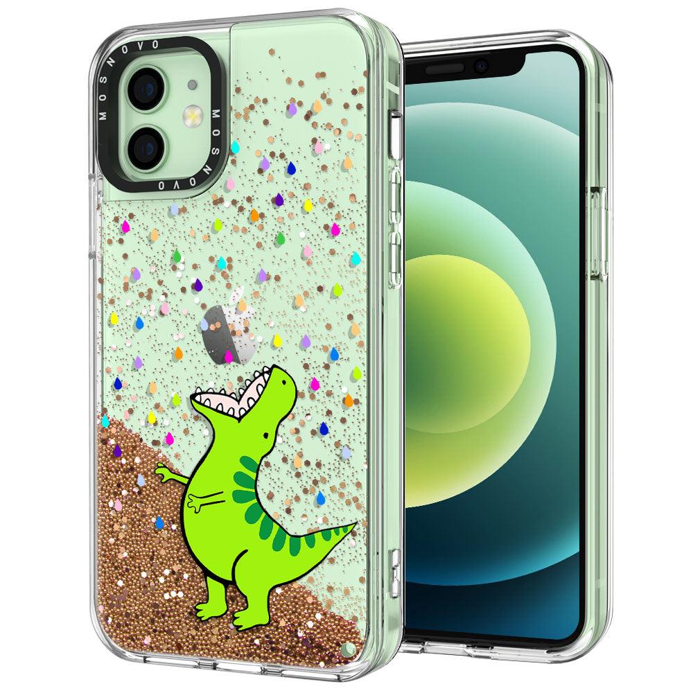 Rainbow Dinosaur Glitter Phone Case - iPhone 12 Mini Case - MOSNOVO