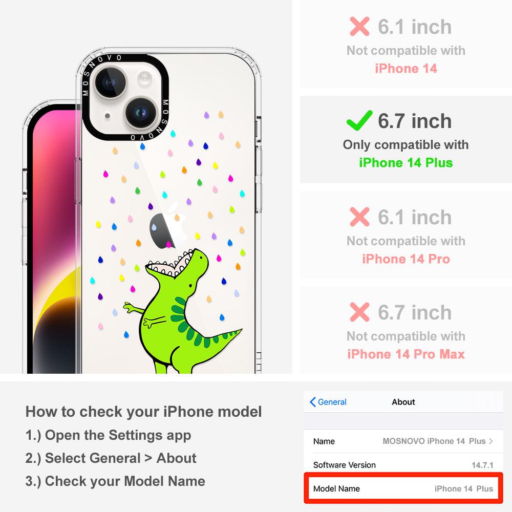 Rainbow Dinosaur Phone Case - iPhone 14 Plus Case - MOSNOVO