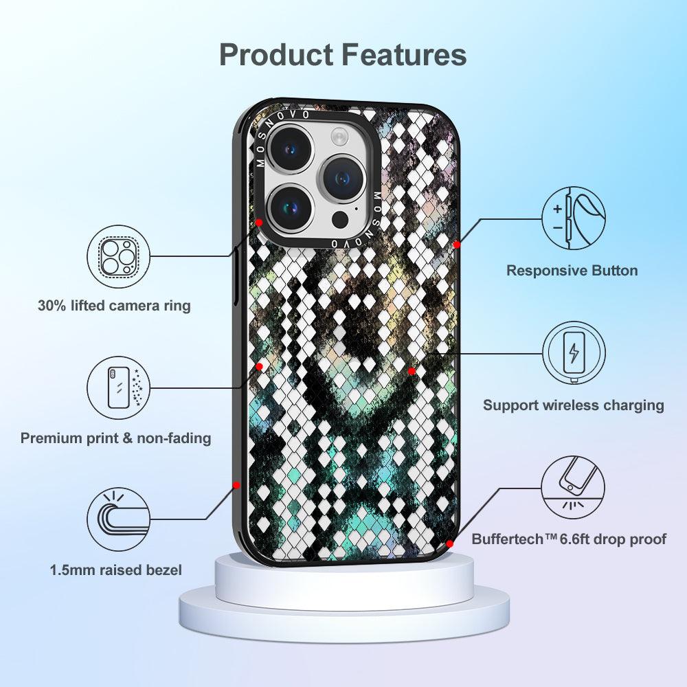 Rainbow Snake Print Phone Case - iPhone 14 Pro Case - MOSNOVO