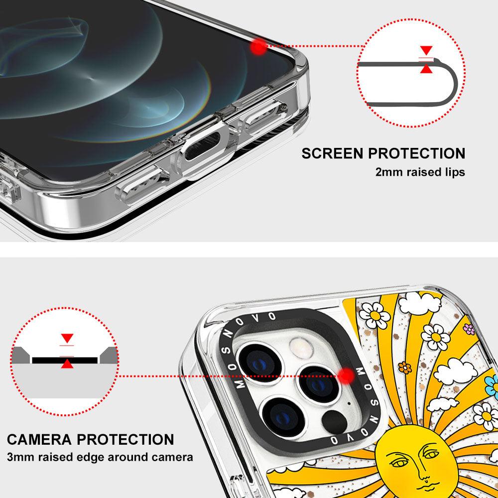 Rainbow Sun and Moon Glitter Phone Case - iPhone 12 Pro Max Case - MOSNOVO