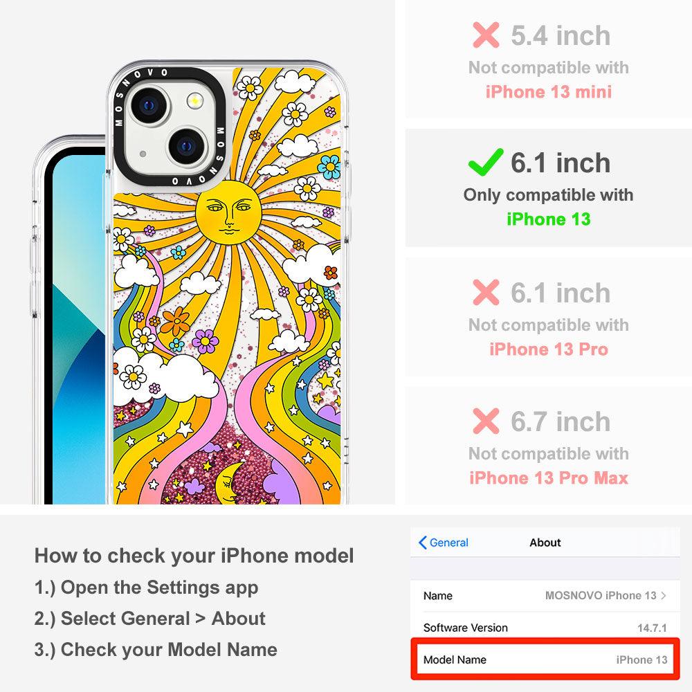 Rainbow Sun and Moon Glitter Phone Case - iPhone 13 Case - MOSNOVO