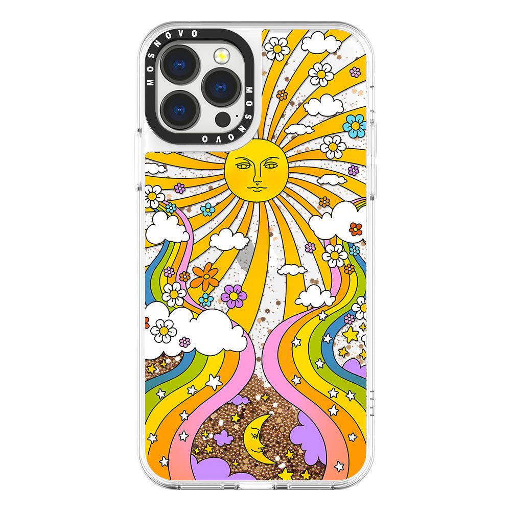 Rainbow Sun and Moon Glitter Phone Case - iPhone 13 Pro Max Case - MOSNOVO