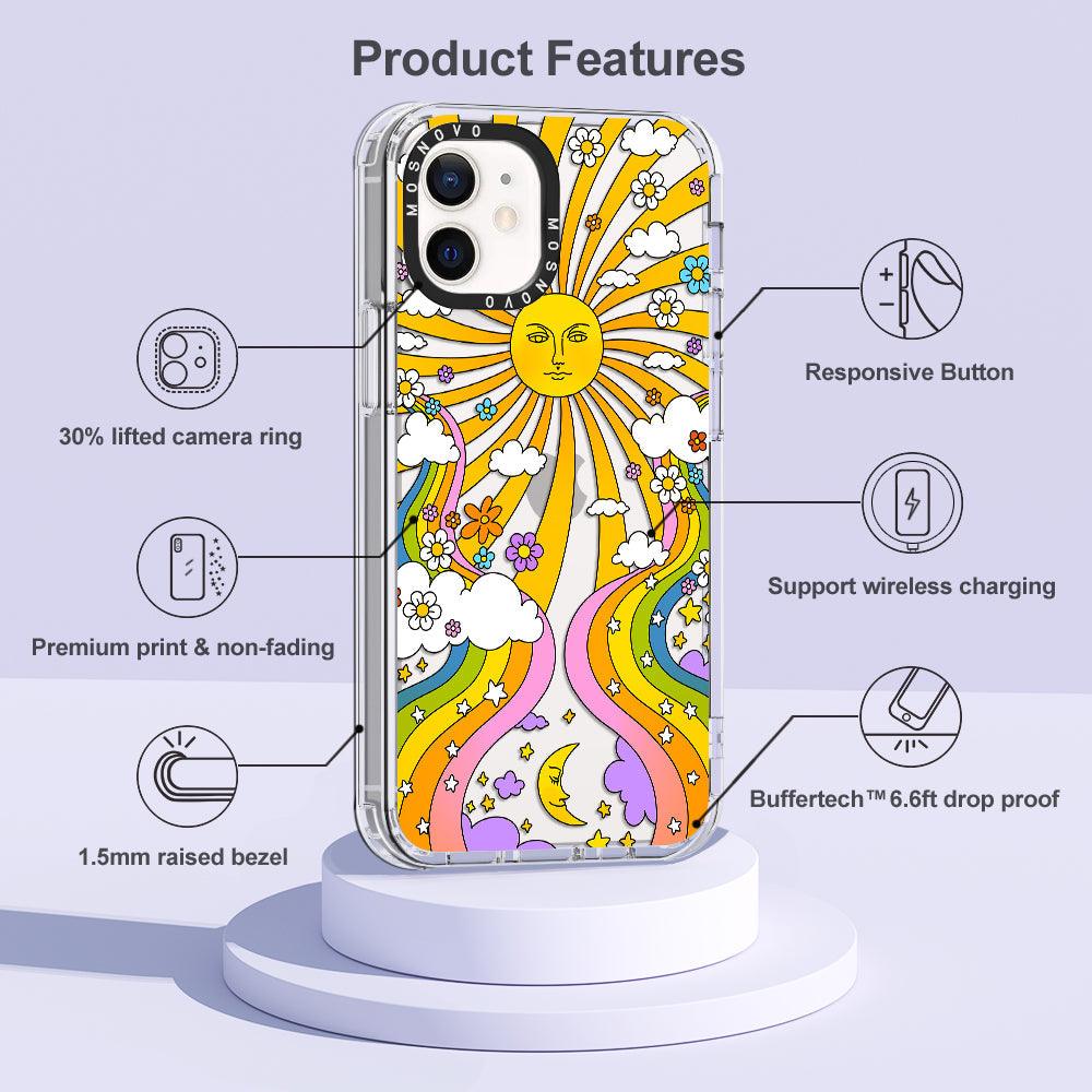 Rainbow Sun and Moon Phone Case - iPhone 12 Case - MOSNOVO
