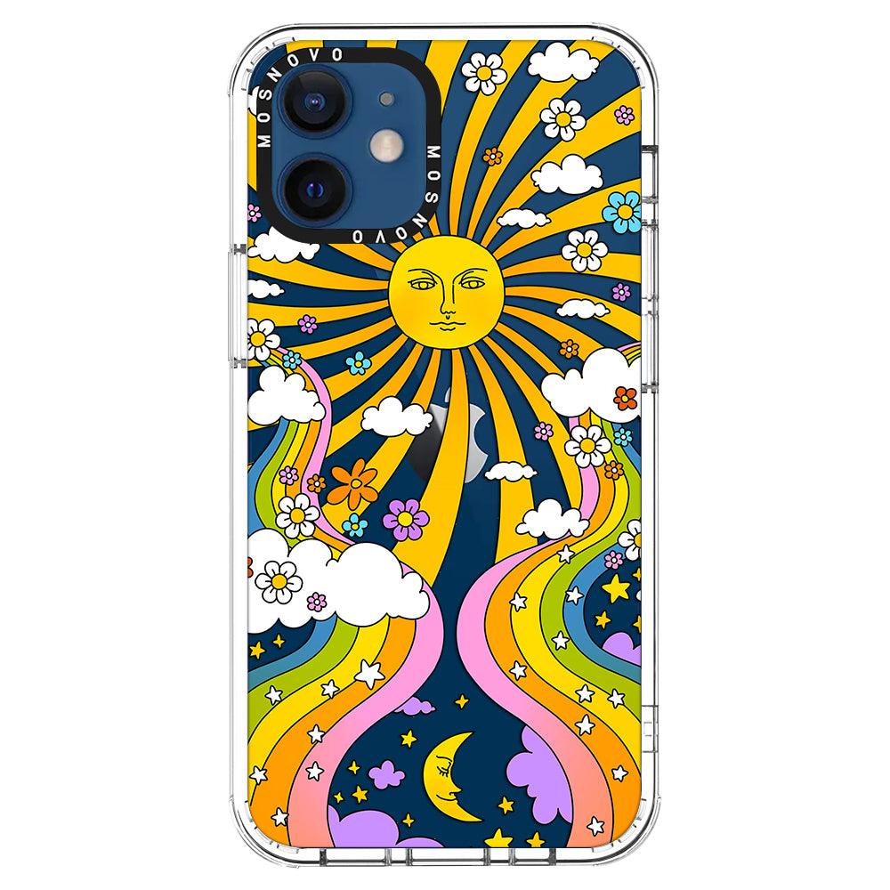Rainbow Sun and Moon Phone Case - iPhone 12 Case - MOSNOVO
