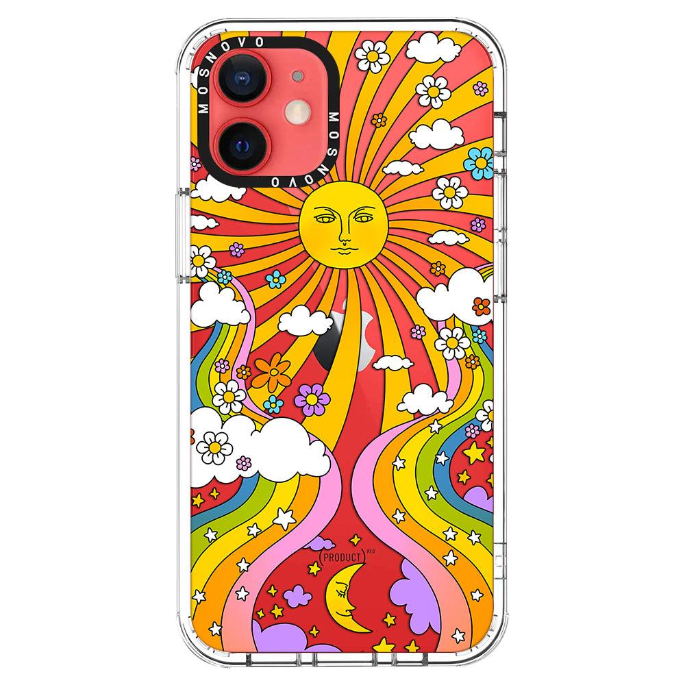 Rainbow Sun and Moon Phone Case - iPhone 12 Mini Case - MOSNOVO