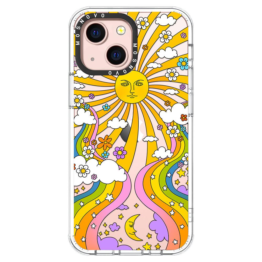 Rainbow Sun and Moon Phone Case - iPhone 13 Mini Case - MOSNOVO