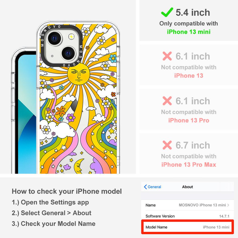 Rainbow Sun and Moon Phone Case - iPhone 13 Mini Case - MOSNOVO