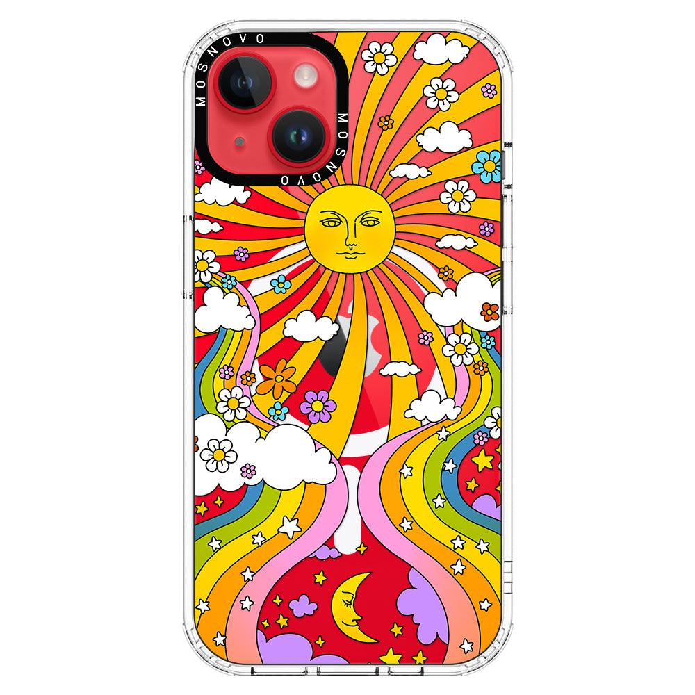 Rainbow Sun and Moon Phone Case - iPhone 14 Plus Case - MOSNOVO