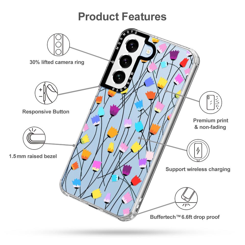 Rainbow Tulips Phone Case - Samsung Galaxy S22 Plus Case - MOSNOVO
