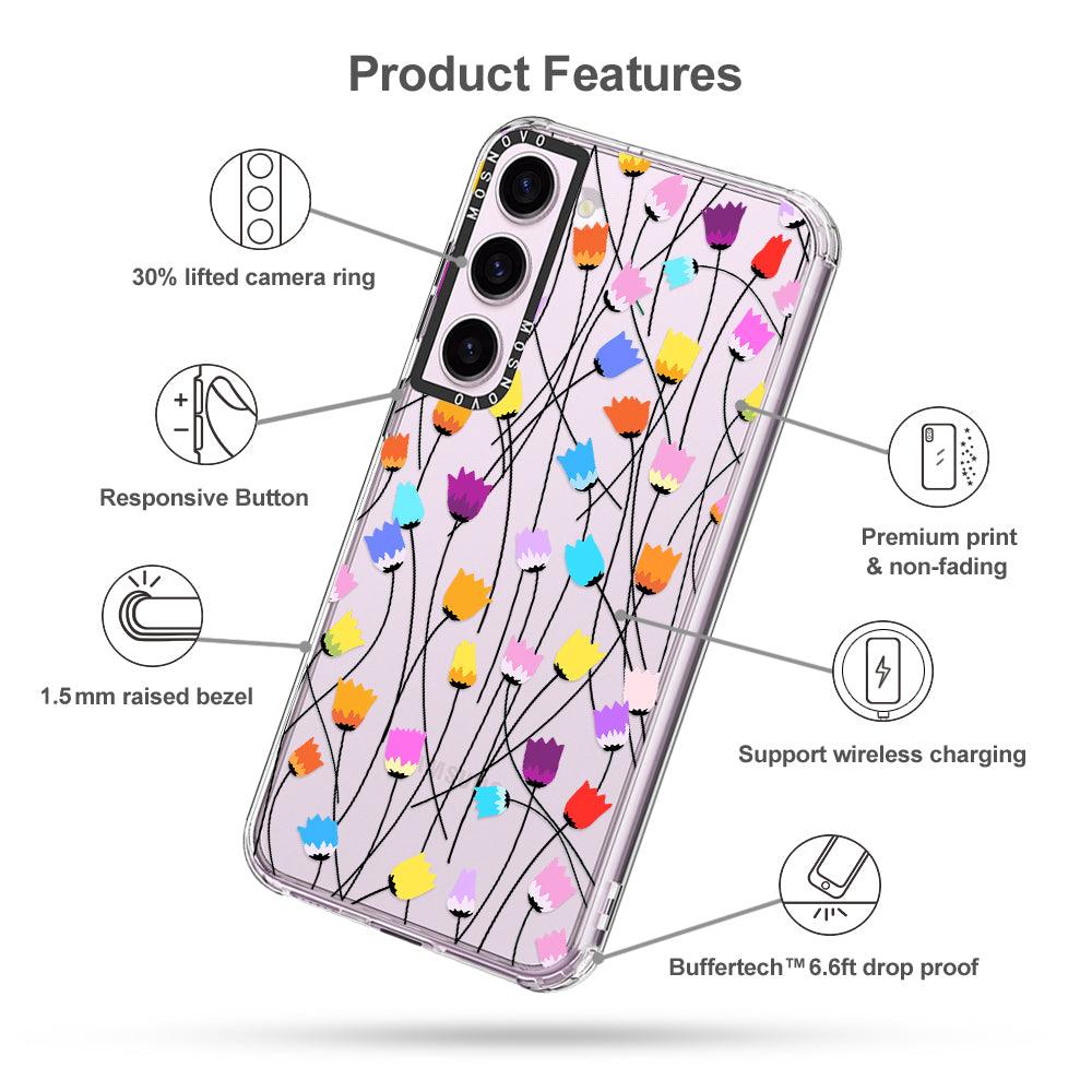 Rainbow Tulips Phone Case - Samsung Galaxy S23 Plus Case - MOSNOVO