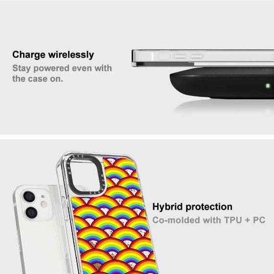Rainbow Waves Glitter Phone Case - iPhone 12 Mini Case - MOSNOVO