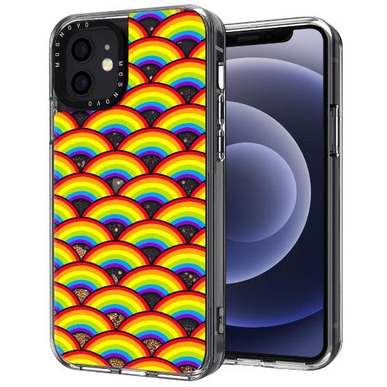 Rainbow Waves Glitter Phone Case - iPhone 12 Mini Case - MOSNOVO