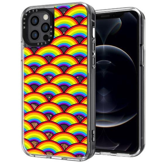Rainbow Waves Glitter Phone Case - iPhone 12 Pro Case - MOSNOVO